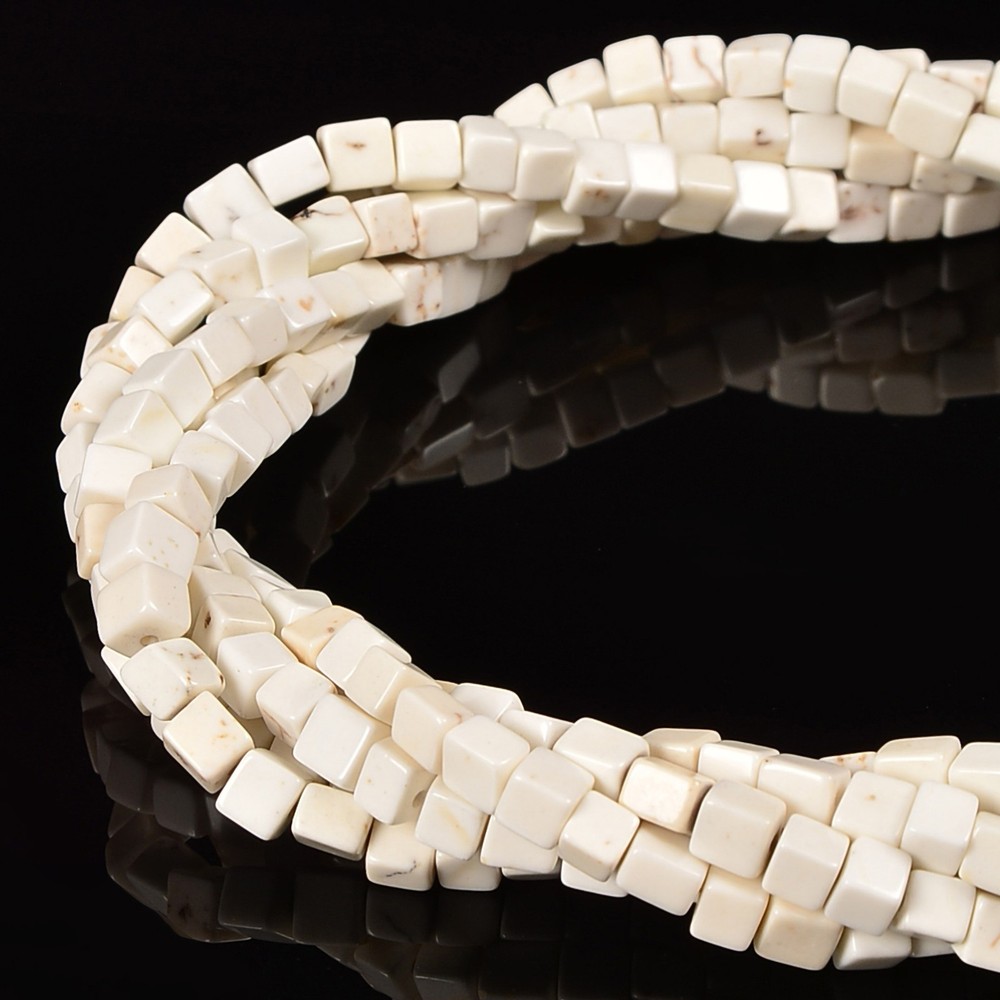White Turquoise Cube Beads Size 4mm 15.5'' Strand (4mm)