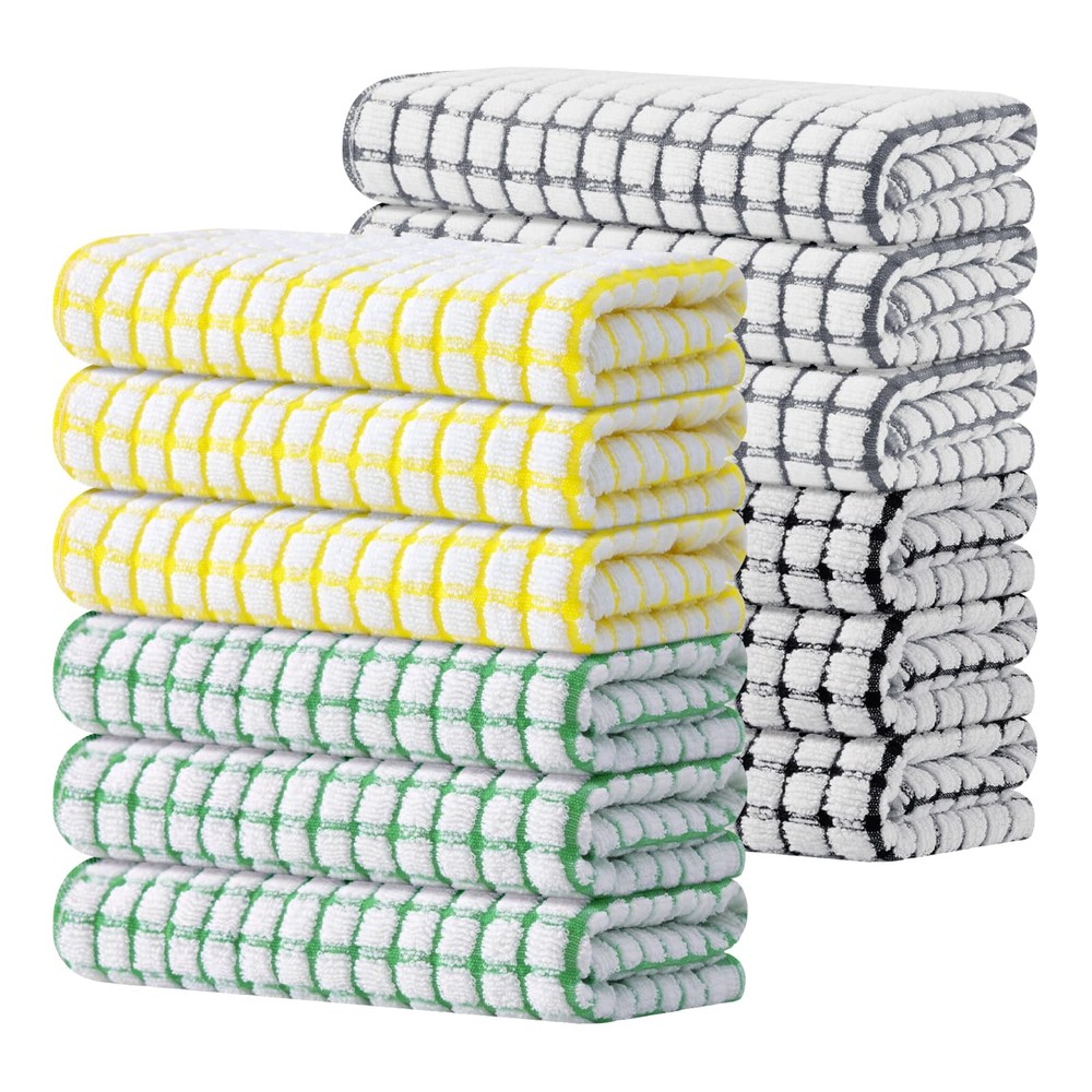 Kitinjoy Cotton 12 Pack Terry Kitchen 16 x 25 - 12 Pack, Multi-colored