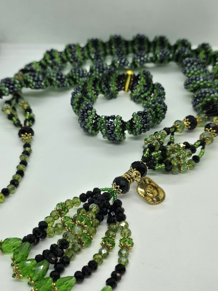 Set de collar e idde Orisha OGGUN Deluxe Tejido