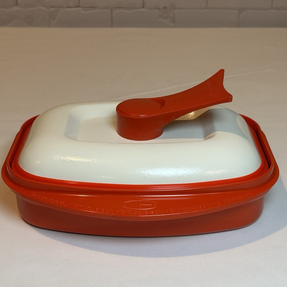 Range Mate Microhearth Orange Microwave Grill Pan & Lid Rectangular W/ Booklet