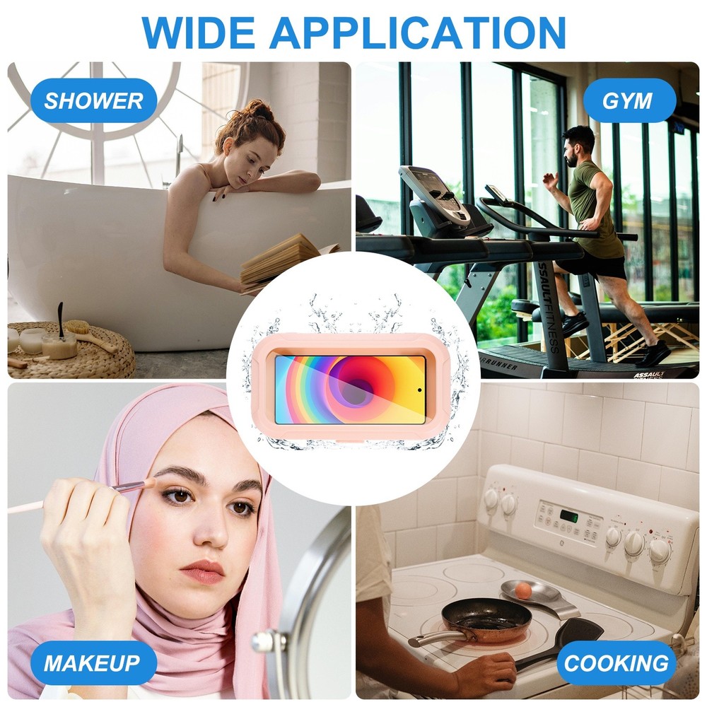 Retractable Adjustable Shower Phone Holder with Electroplating Frame White