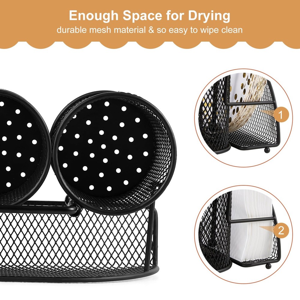 DTICON Utensil Organizer Silverware Caddy - Holder for Small, Black