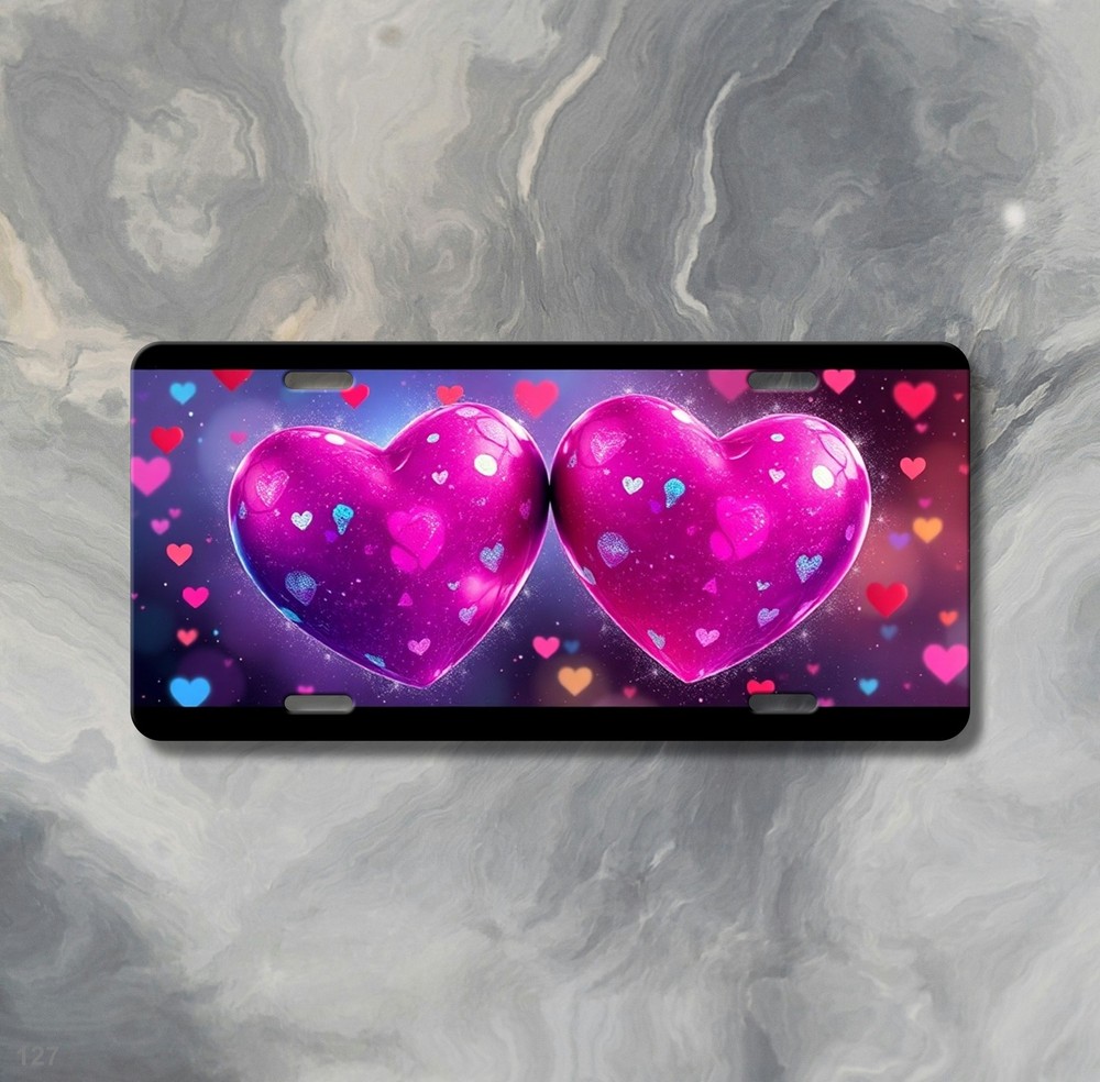 Bold Hearts License Plate Personalized Car Tag Gift Idea