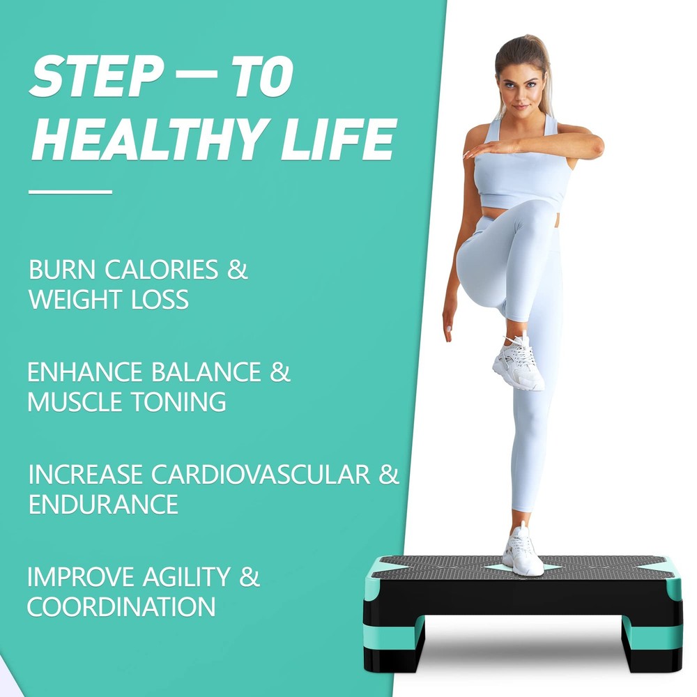 Aerobic Exercise Stepper - Adjustable Workout Platform, 26.5" Step Deck with ...
