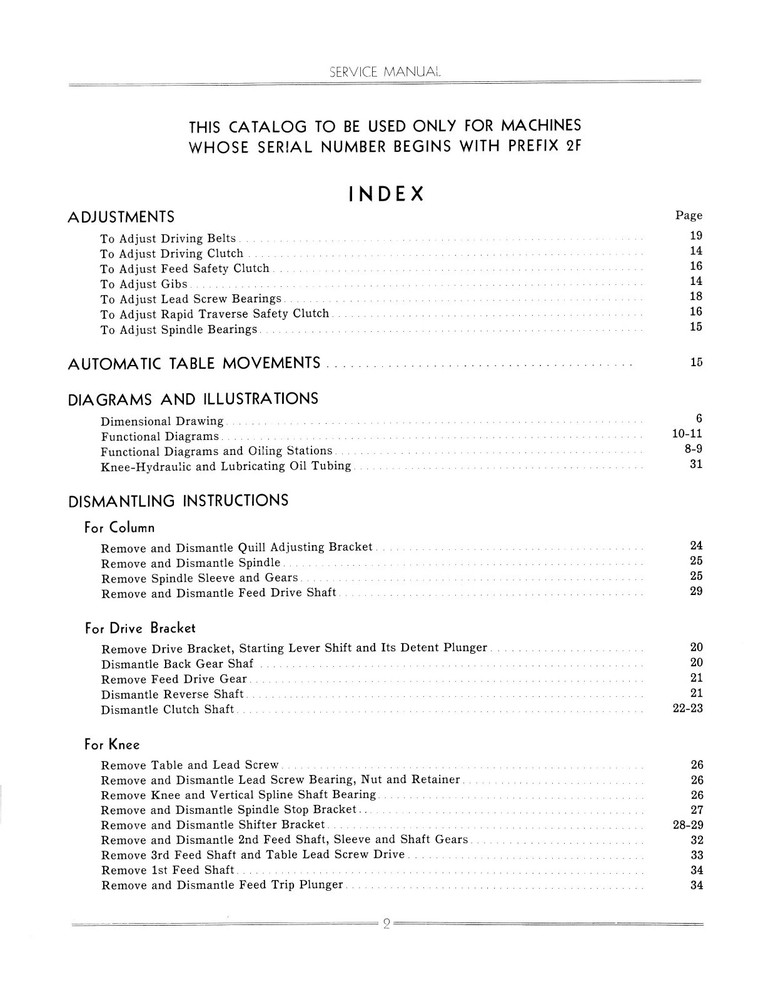 Cincinnati 1-12, 1-18 Plain Automatic Milling Machine Service -Part Manual #1033