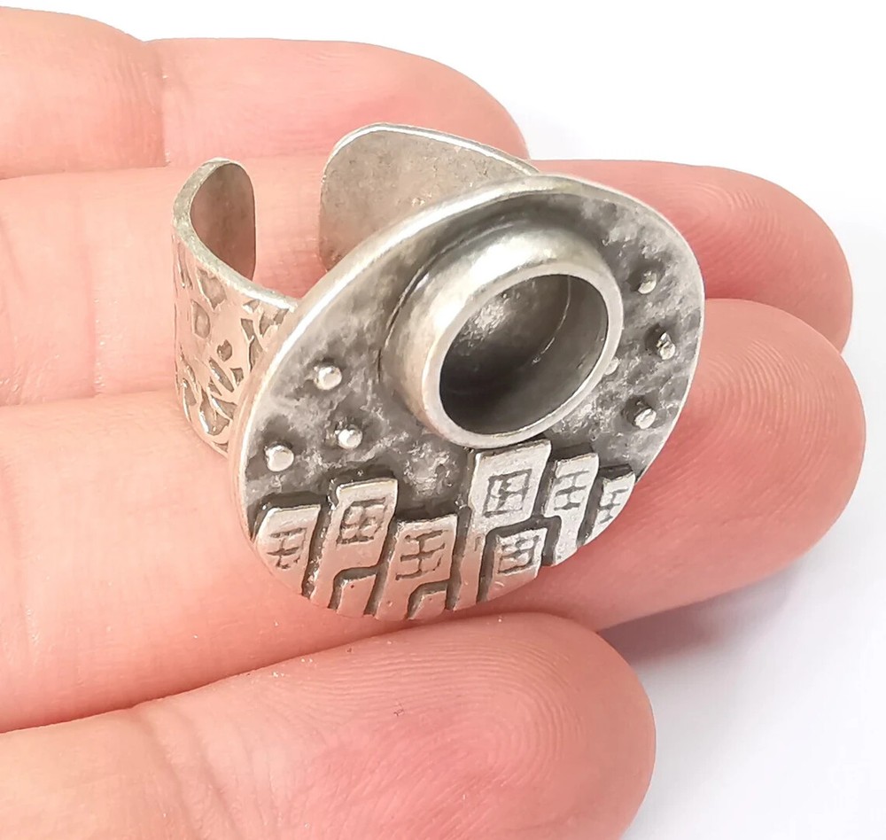 City Ring Blank Setting Cabochon Mounting Adjustable Resin Ring Base Bezels