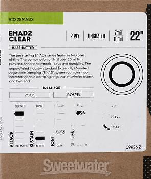 Evans EMAD2 Clear Bass Batter Head - 22"