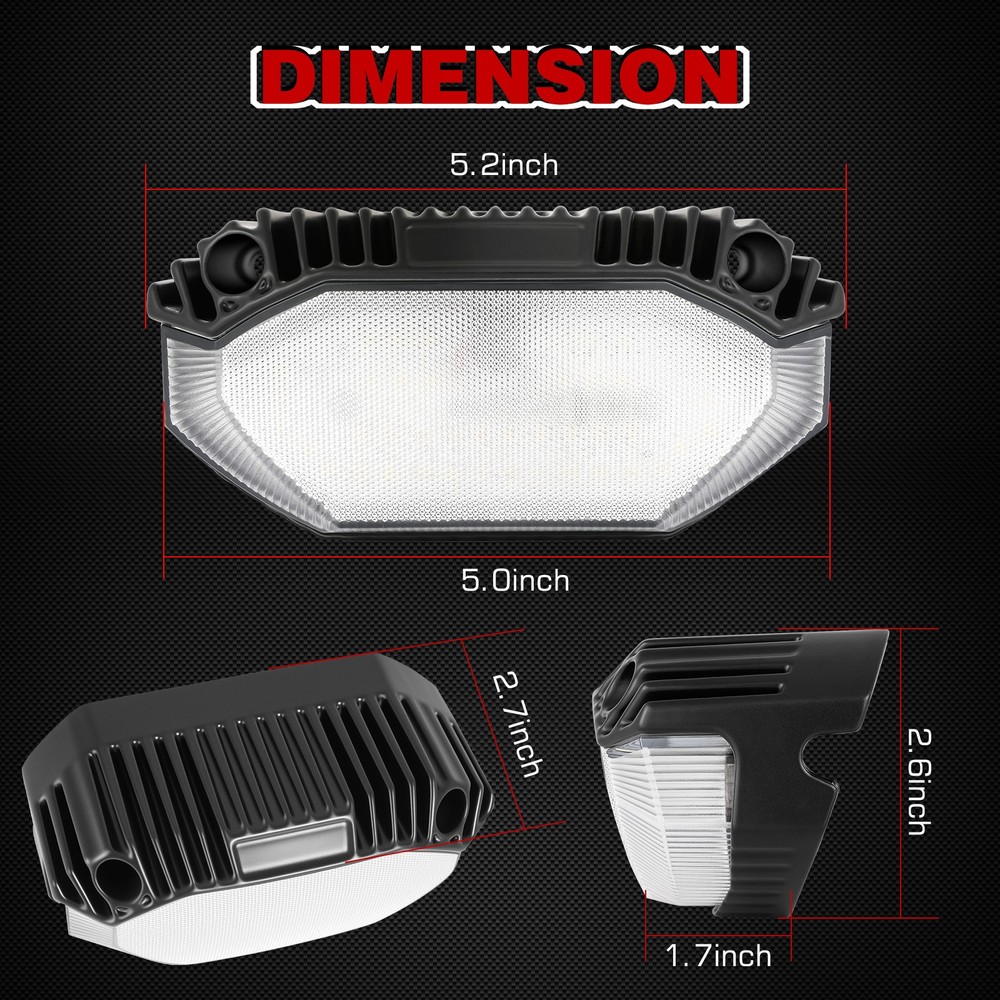 Black LED RV Exterior Porch Utility Light 12V Camper Lamp 6000K For Trailer Boat