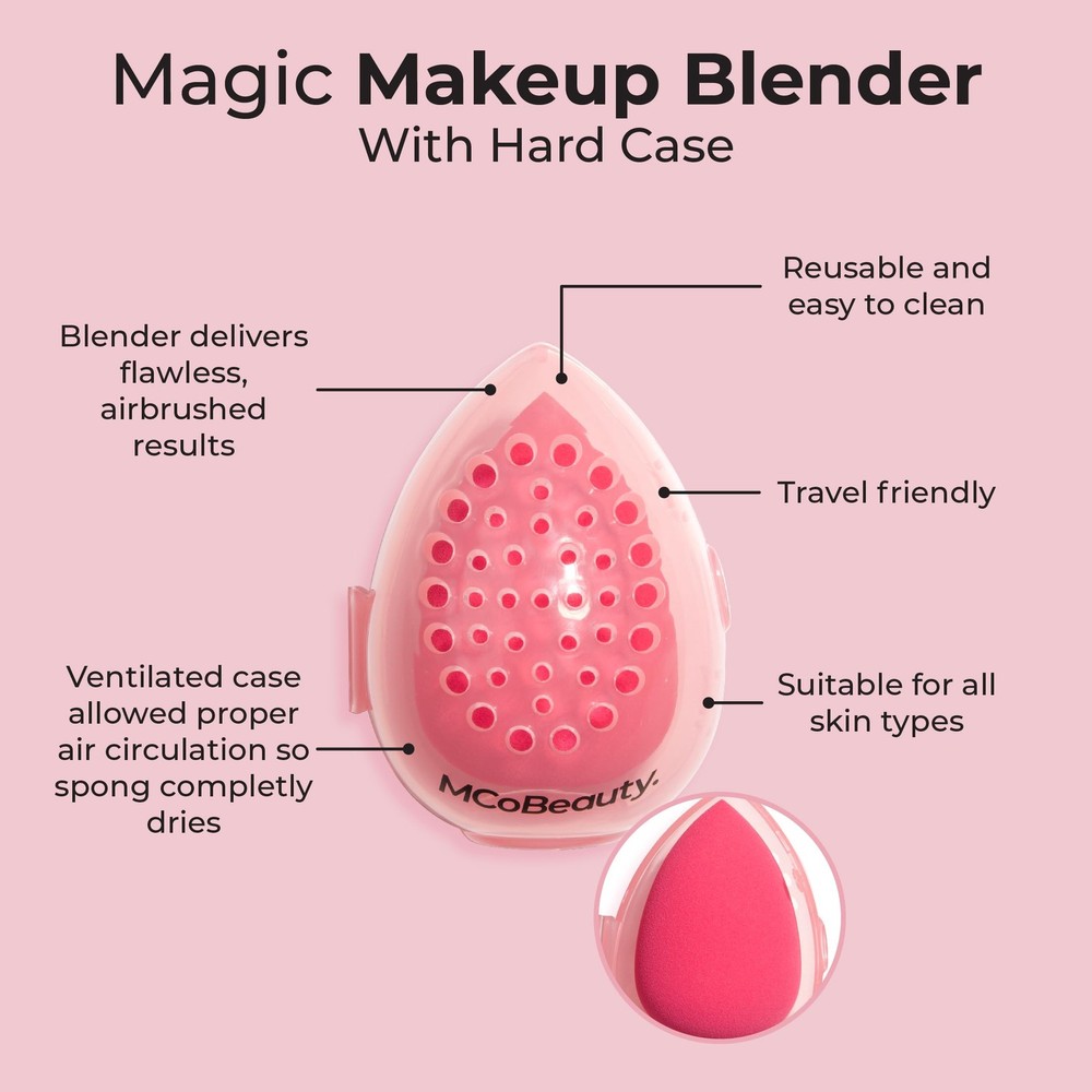 MCoBeauty Magic Makeup Blender with Hard Case, Reusable Makeup Sponge