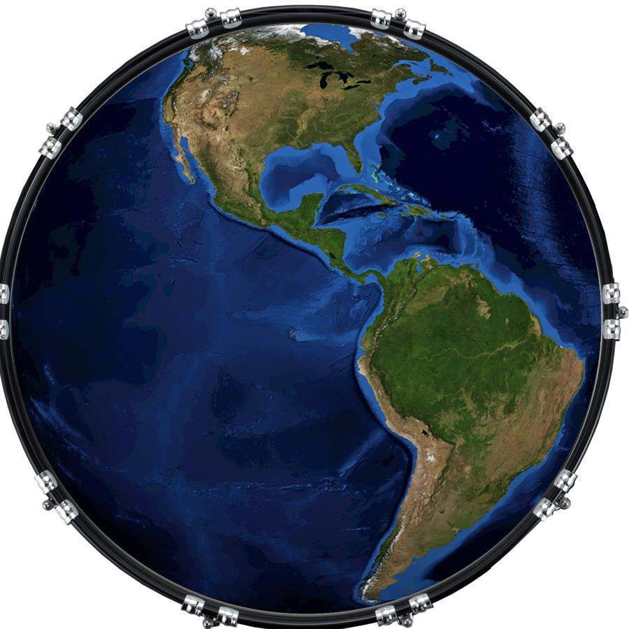 20" Custom Bass Kick Drum Front Head Graphical Earth 7