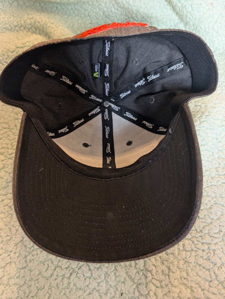 Titleist Cap Hat Men Gray Medium Orange Script T13