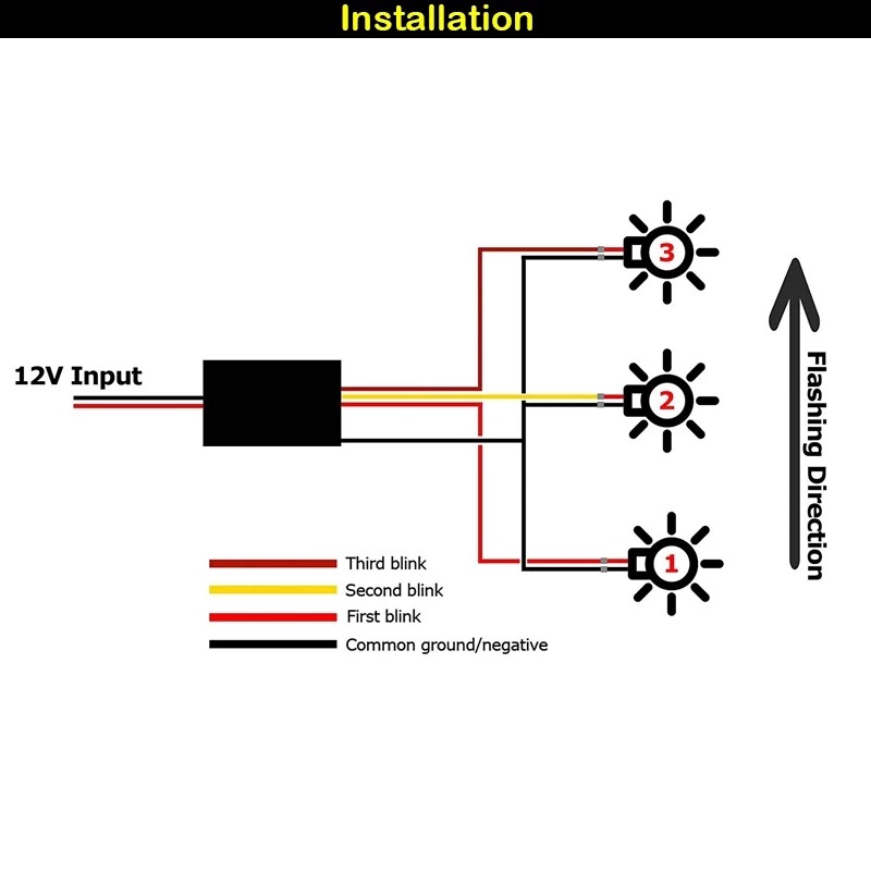 3-Step Sequential Dynamic Chase Flash Controller Module Boxes Turn Signal Light
