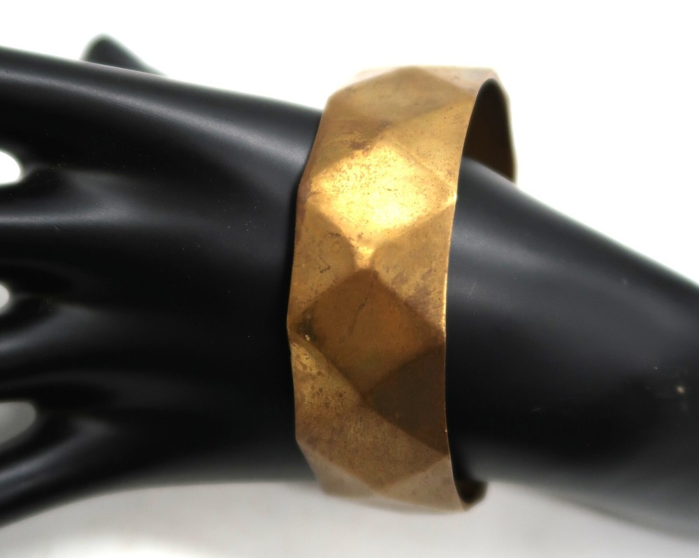Nice Brass Tone Geometric MCM Pattern Bangle Bracelet May be Signed Coro