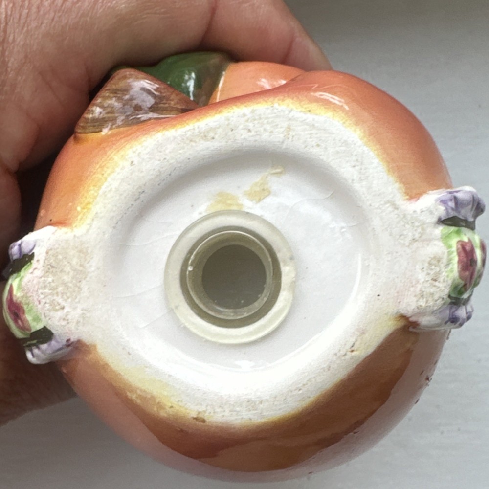 Ceramic Peach Fruit Salt & Pepper Shaker Set with Floral Bow, Decorative