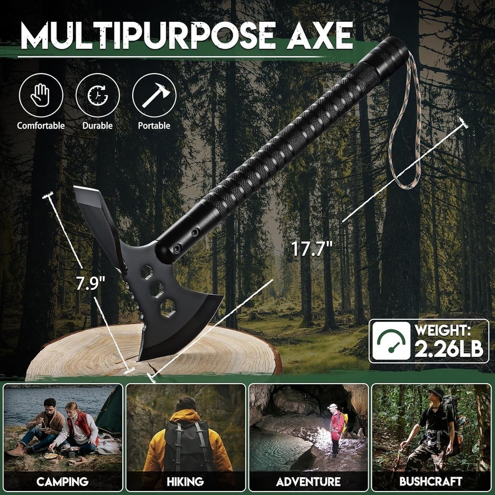 Tactical Axe 2 Pack, Sharp Tomahawk with Sheath, Portable Tomahawk with Clip ...