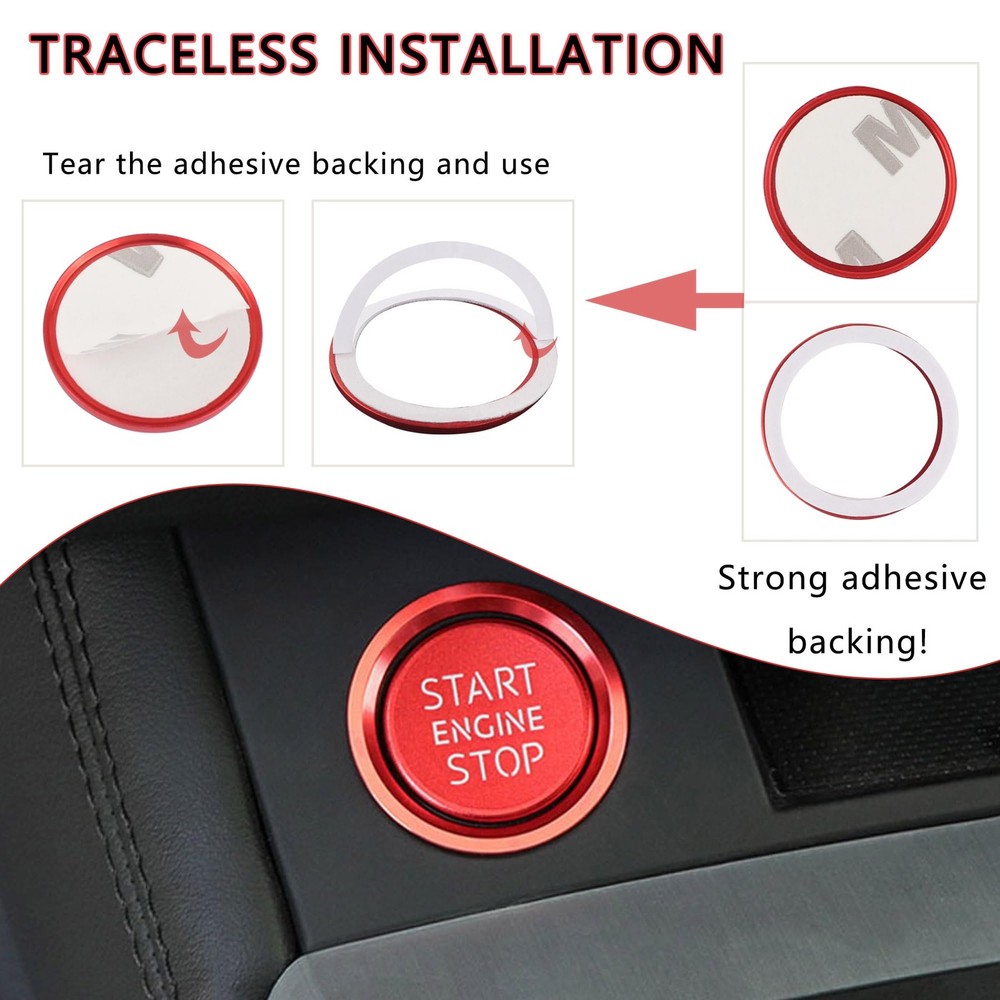 Car Push Start Button Cover Compatible with Audi,Aluminum Engine Start Stop B...