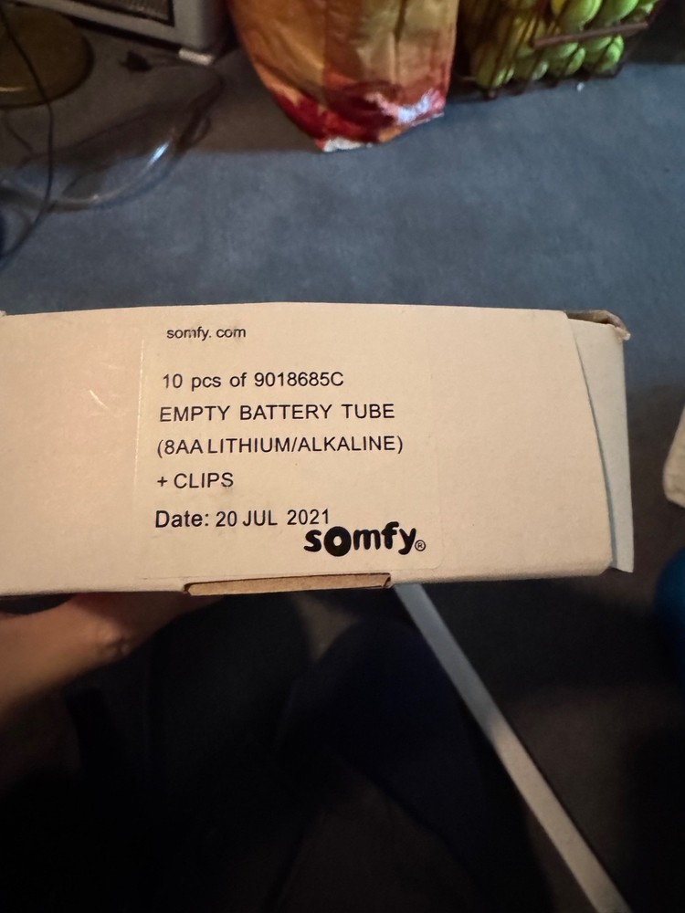 Somfy empty battery tube