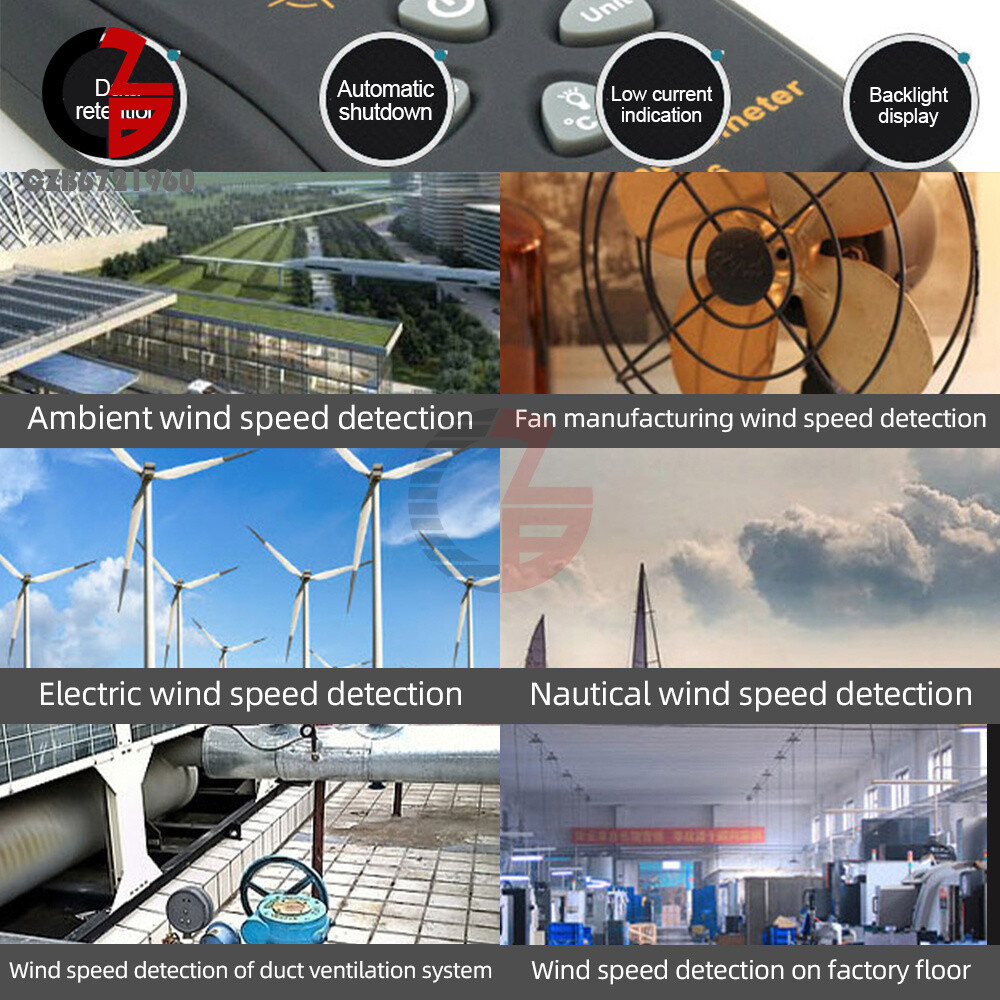 Smart sensor Air Flow Meter Anemometer LCD Wind Speed Wind Temperature Tester