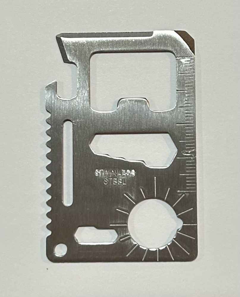 Multipurpose, 10 function Pocket Survival Tool, with case, 3 piece set, New