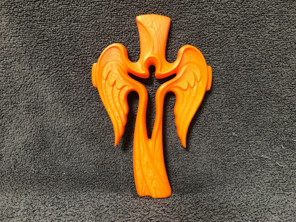 3d Printed Religious Cross Orange (mounting hardware included)