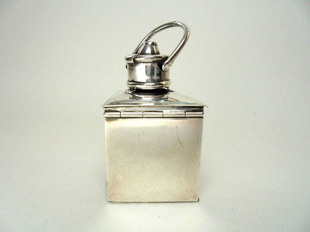 Antique Silver Enamel Lamp Lantern Vesta Case