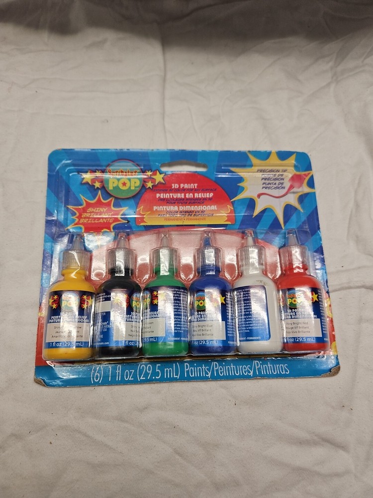 Scribbles Pop 3D paint Intense coloer any surface Fabric Paints 1fl oz 6/Pkg-80s