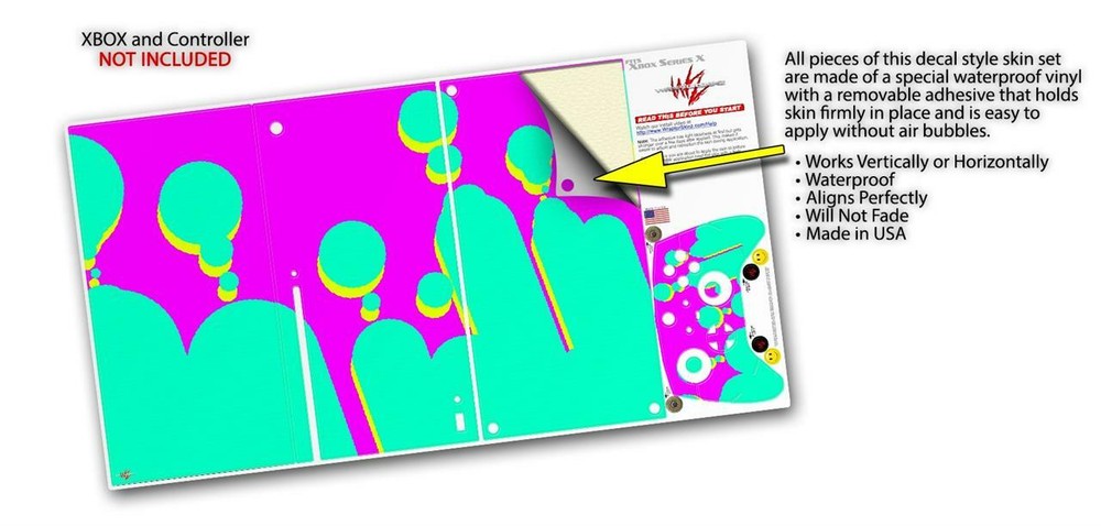 Skins XBOX Series X Console Controller Drip Teal Pink Yellow