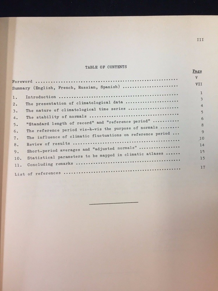 1969 A NOTE ON CLIMATOLOGICAL NORMALS, WORLD METEOROLOGICAL ORGANIZATION