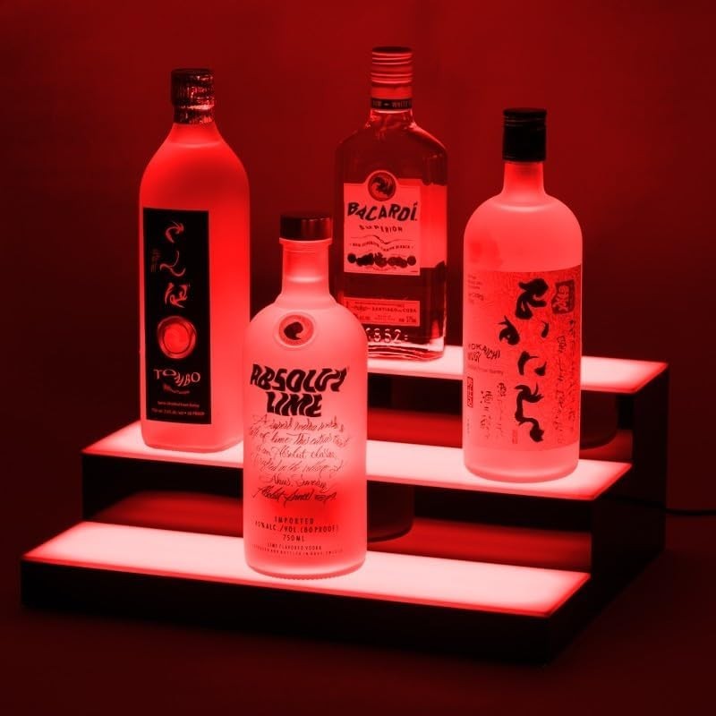 Dynamic LED Bar Shelf with Remote - Acrylic Display for 9-12 Bottles