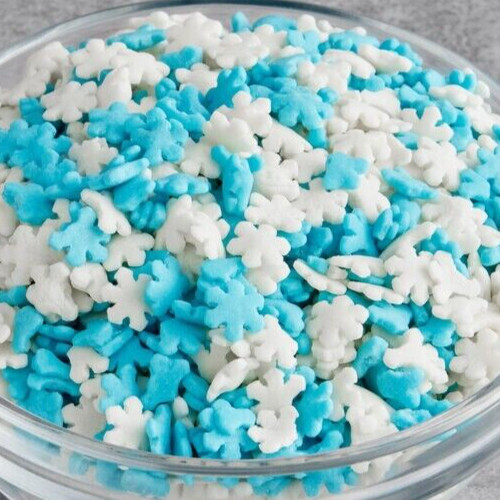 Blue & White Snowflake Sprinkles (4) 5 oz containers Free Shipping