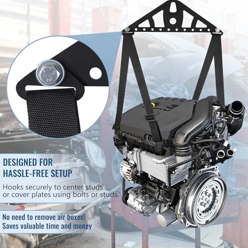 Universal 2/4-Point Engine Lift Sling Kit - 1200lb Capacity, Adjustable Nylon