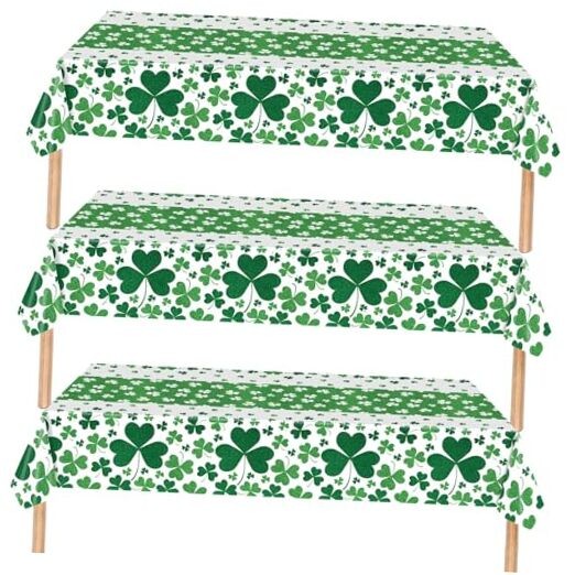 3 Pack St Patrick's Day Tablecloth 54x108 Inch, Disposable Plastic Table