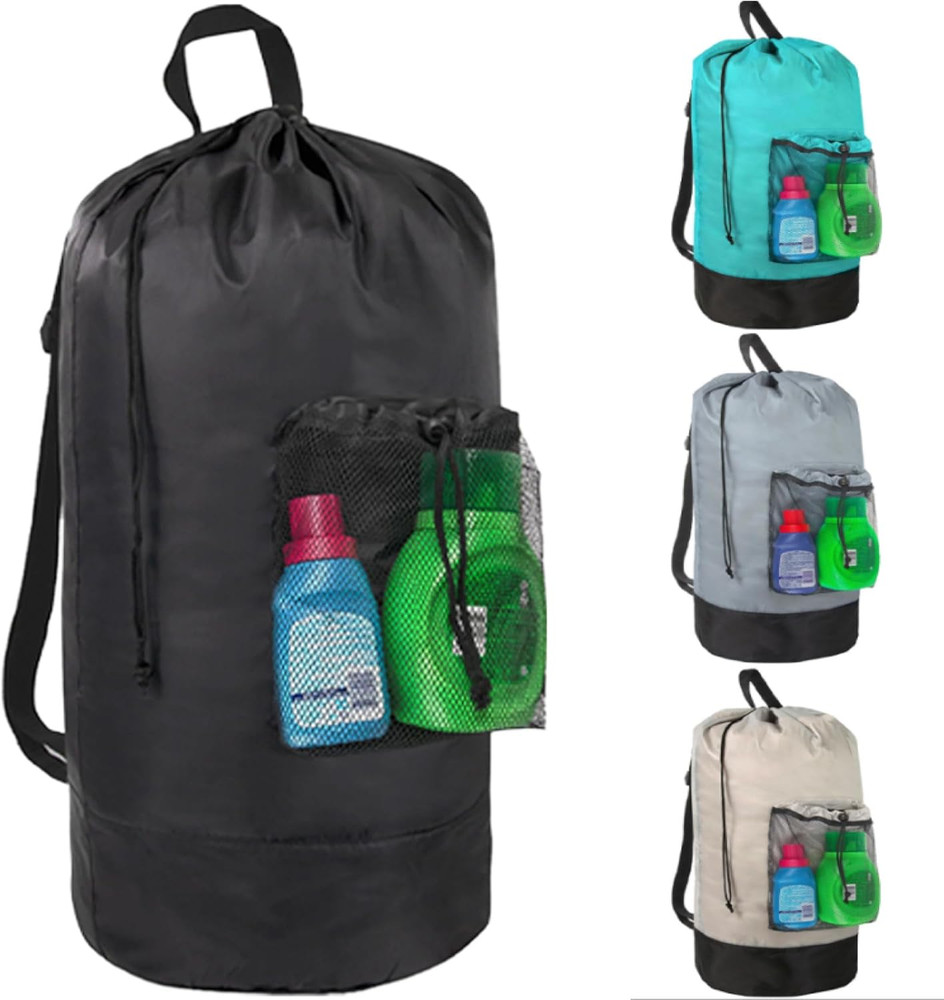 Laundry Bag Backpack with Shoulder Straps and Mesh Pocket Laundry Backpack Large