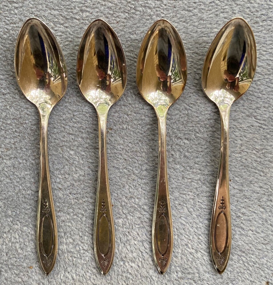 Set of FOUR Oneida Silver Silverplate Adam Teaspoons