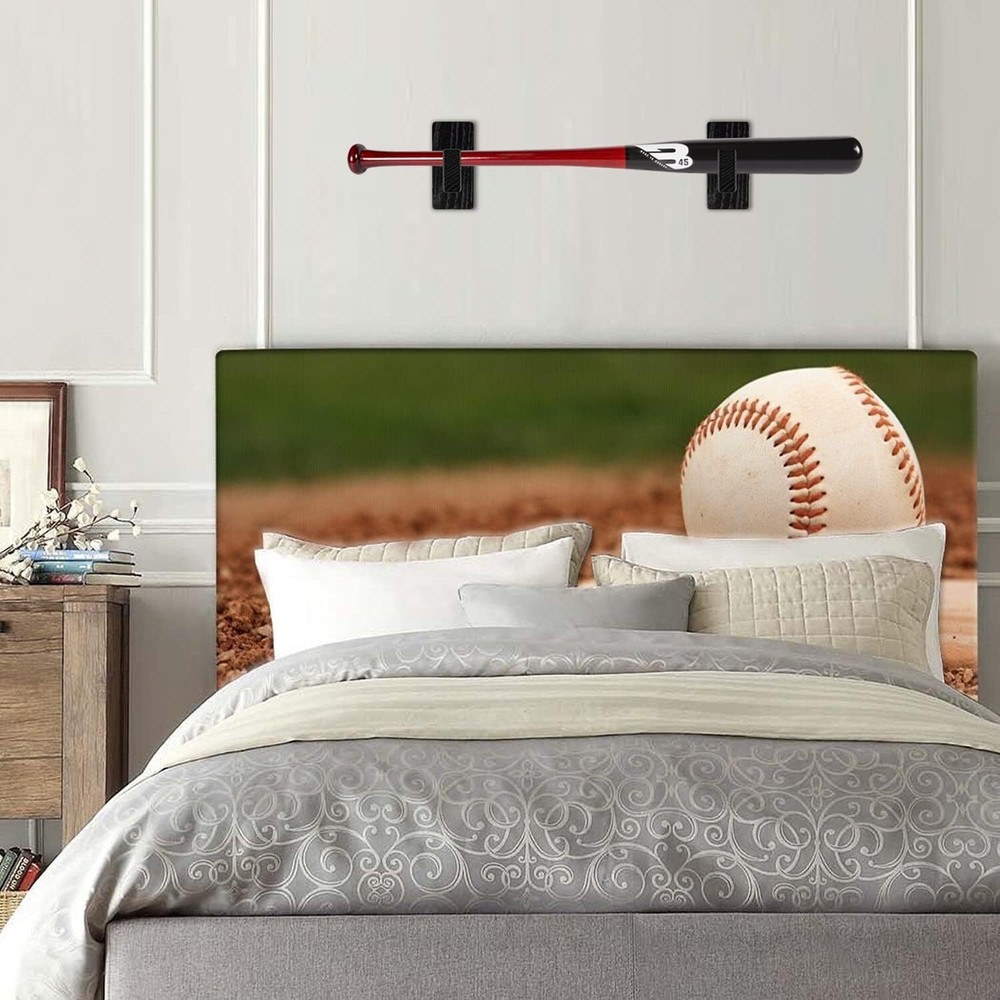 Baseball Bat Display Case Holder Horizontal Wall Mount Solid Wood Rack Brackets