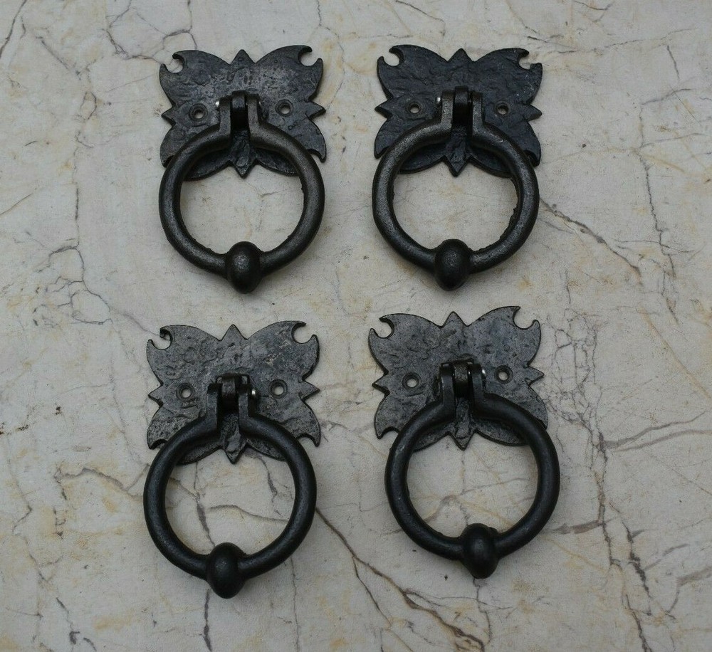 vintage Cast Iron knocker chest door ring Pull drop handle knobs 4 pic