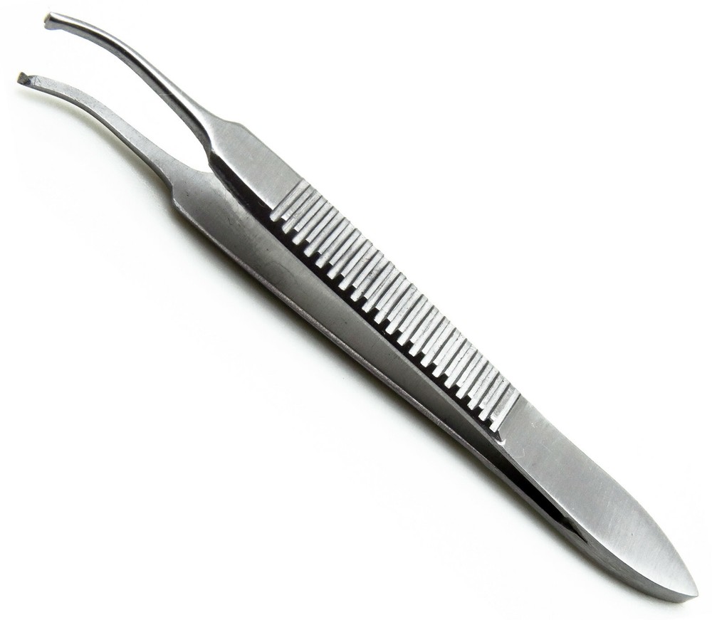 2 Pcs Iris Forceps 2.5" Kocher 0.5mm Straight & Curved Micro Instruments