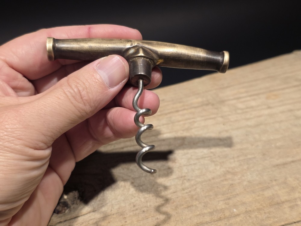 Vintage Style Brass & Iron Corkscrew Engraved