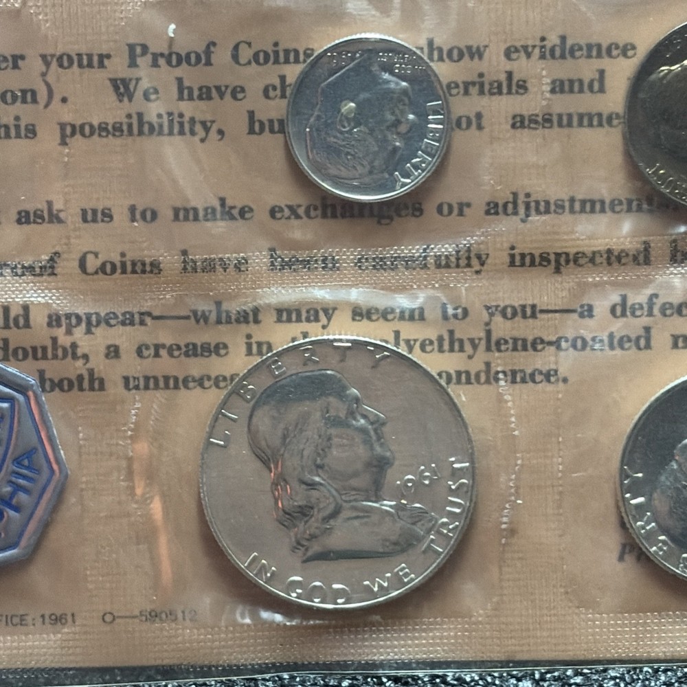 1961 Proof Set 90% Silver W/ Franklin Half