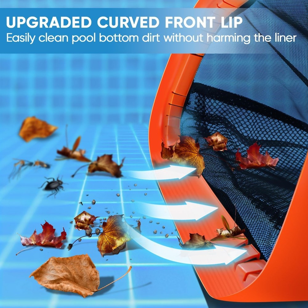 17.5" Pool Net, Pool Skimmer Net with Double-Layer Netting Bag, Aluminum Frame,