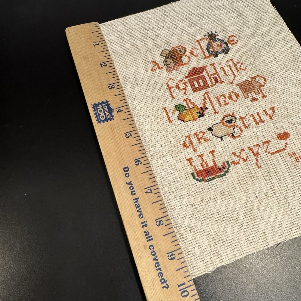 Vintage Cross Stitch Sampler Granny Cottage Core ABC’s Unframed
