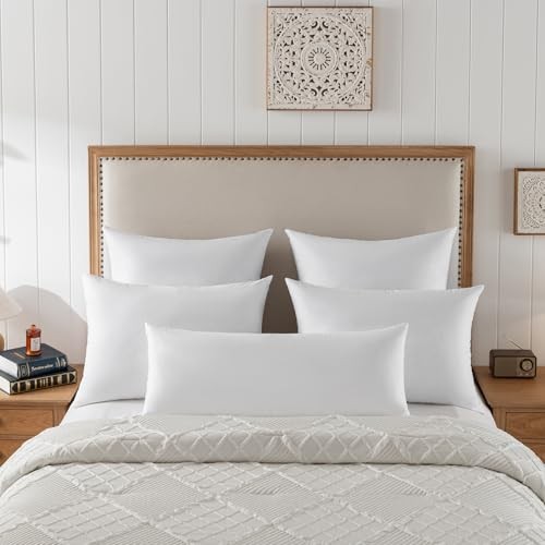 basic home Queen Size Goose Feather & Down Bed Pillow - 100% Odorless 20x28