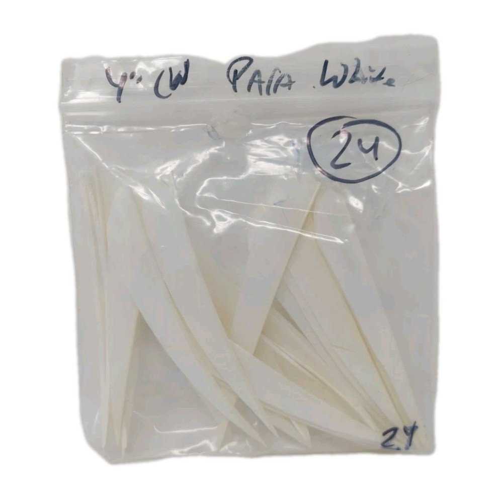 24 Count Archery Arrow Feathers 4" Left Wing: Parabolic White