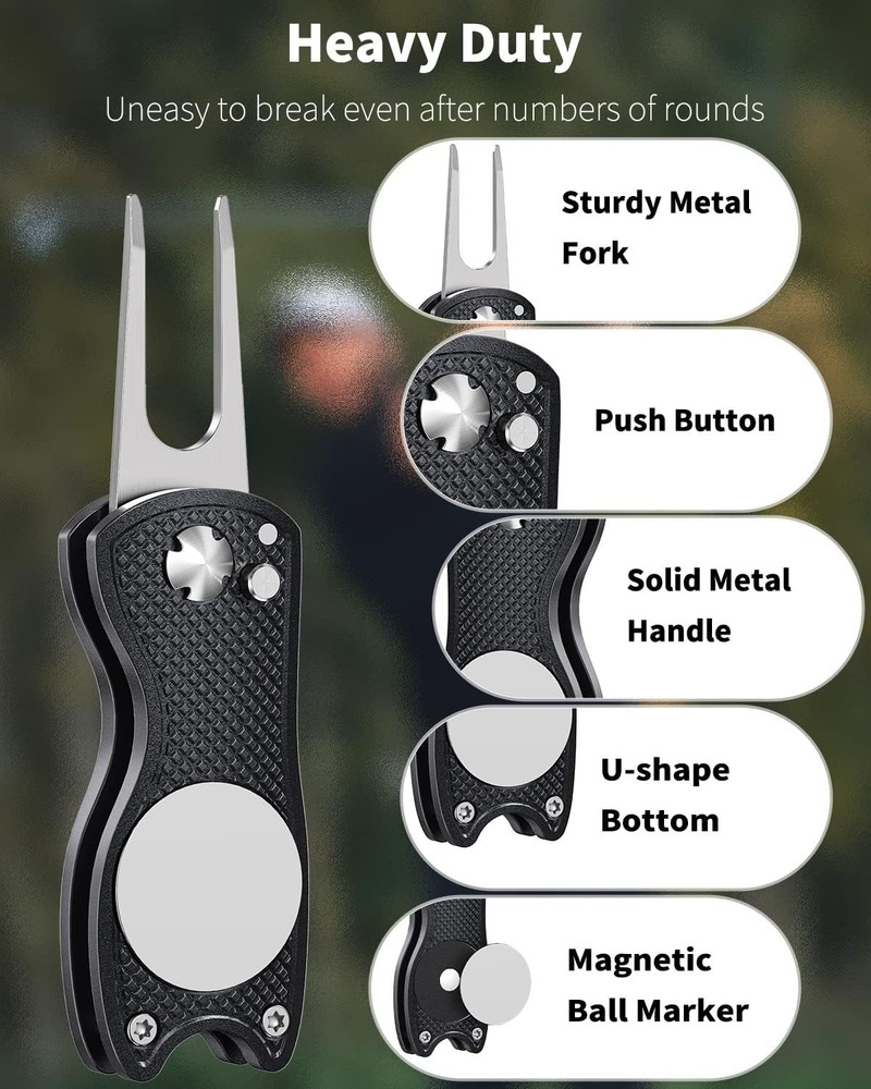 Golfers' Essential: Foldable Divot Repair Tool with Magnetic Marker, Multi-Pack