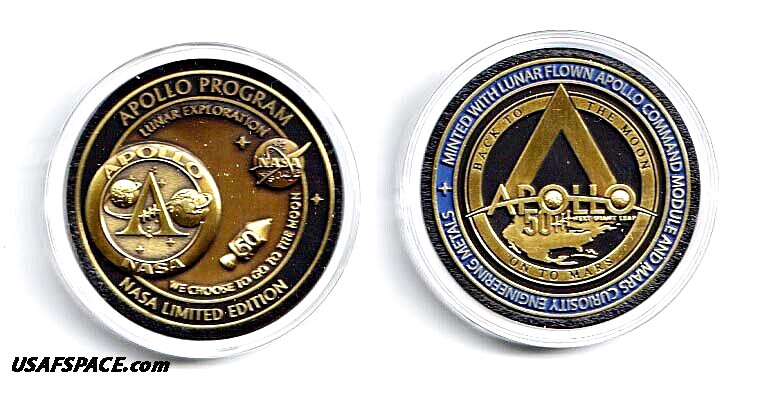 APOLLO PROGRAM - 50th Anniversary - LUNAR FLOWN METAL - NASA MEDALLION - COA