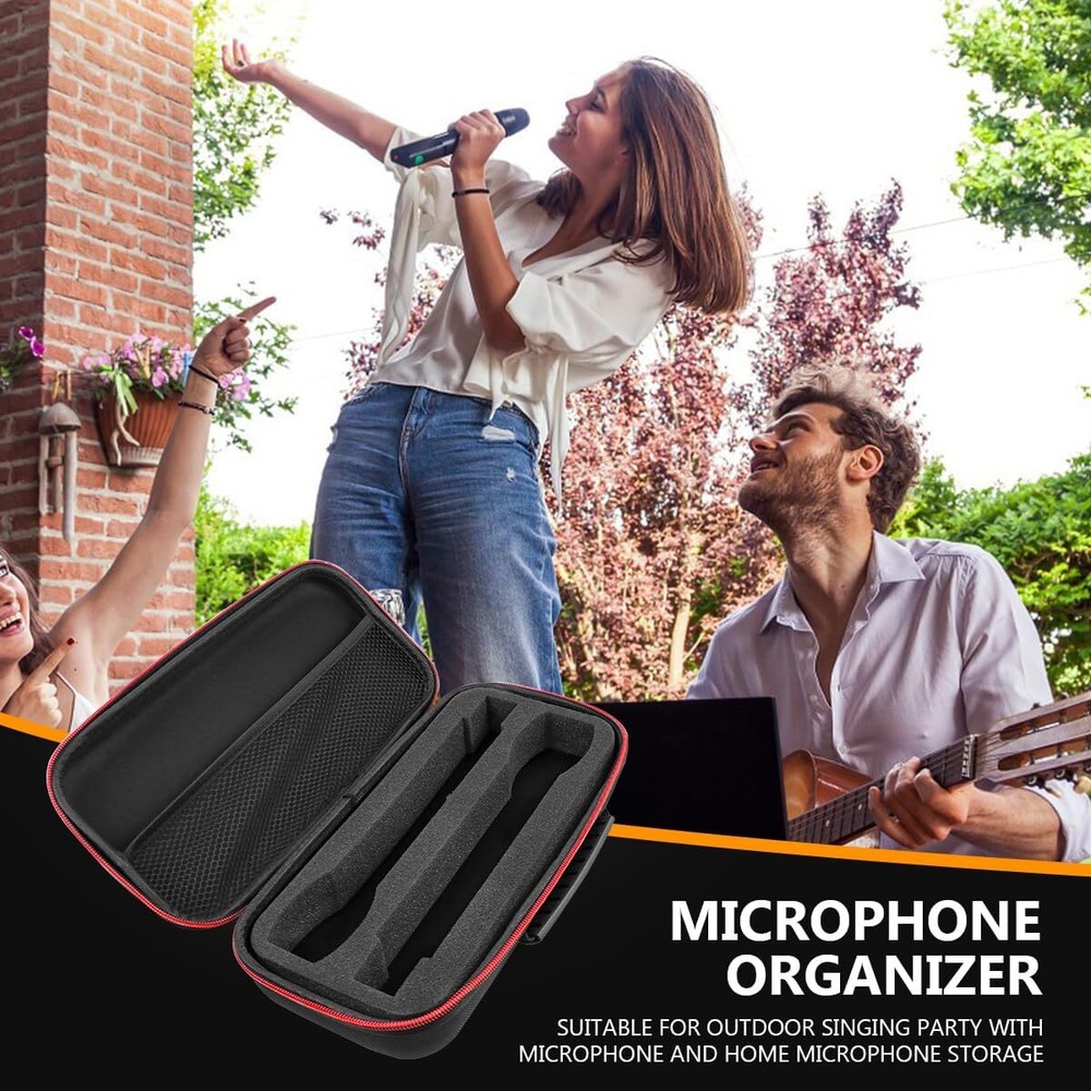 Microphone Case Double Mic Slots Storage Bag Protective for Outdoor...