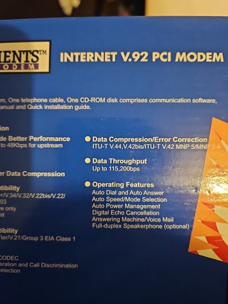 Elements Fax Modem Internet V.92 PCI Modem