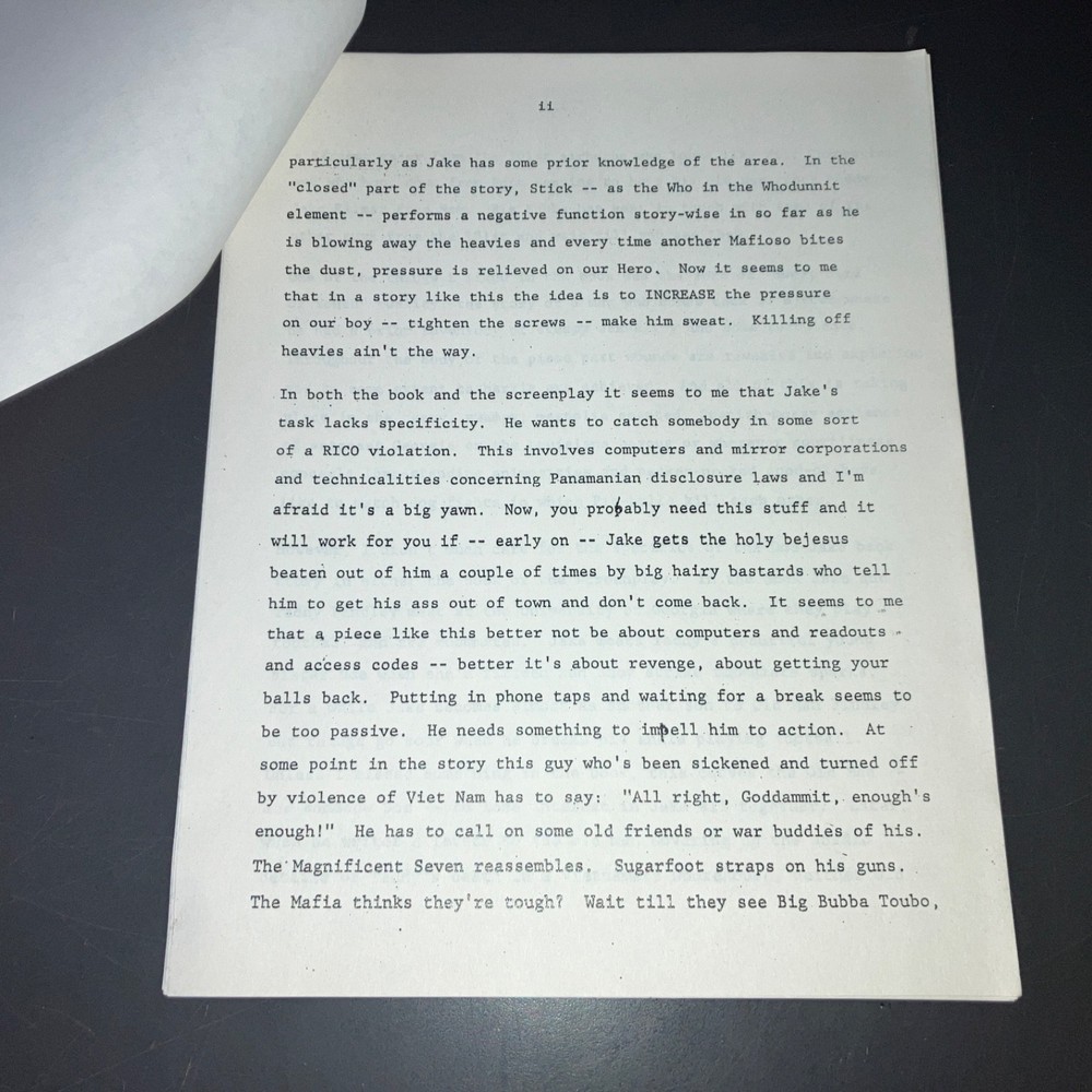 HOOLIGANS ('85) Dean Reisner 9pg Coverage + Donald Stewart Unmade Thriller + COA