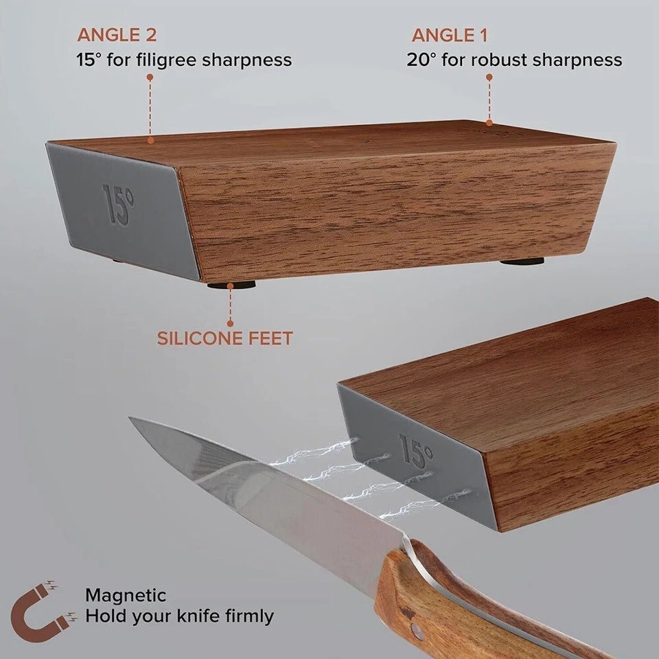 Rolling Knife Sharpener 15 and 20 Degree Sharpening Magnetic Angle Base Kitchen