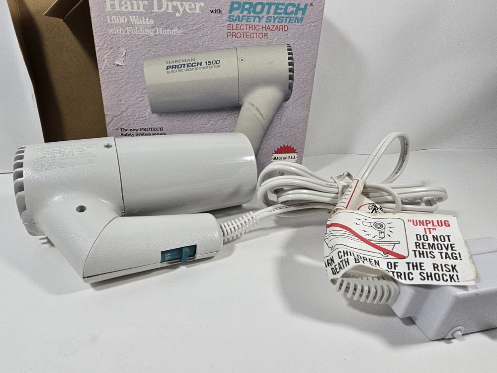 Hartman Protech 1500 Hair Dryer with Folding Handle & electric hazard protector